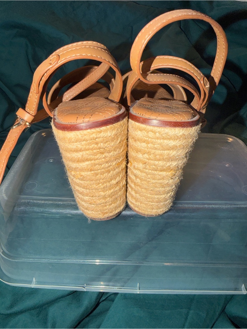 Tory Burch Tan Leather Espadrille Wedge Sandals - Picture 5 of 13